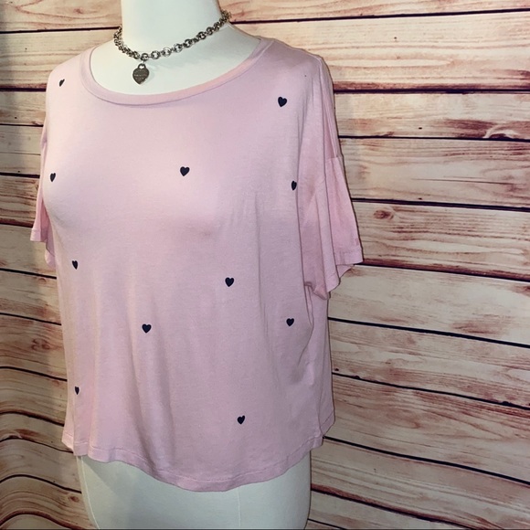 VS PINK Short Sleeve Heart Top Pudra Pink - Picture 3 of 6